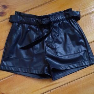 Womens Black pleather short shorts NEW